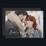 Modern typography wedding postponed save the date<br><div class="desc">Love is patient. Modern classy typography bold postponed wedding save the date card. With modern,  elegant typography and striped backer design. Colours can be customised.</div>