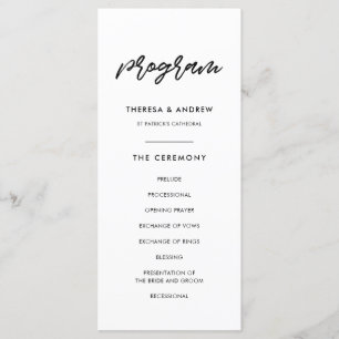 Modern typography wedding programme