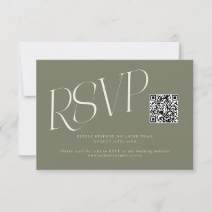 Modern Typography Wedding QR Code Sage Green RSVP Card