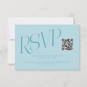 Modern Typography Wedding QR Code Turquoise RSVP Card