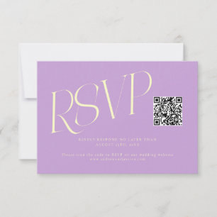 Modern Typography Wedding QR Code Wisteria RSVP Card