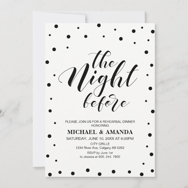 Modern Typography Wedding Rehearsal Dinner Card (Front)