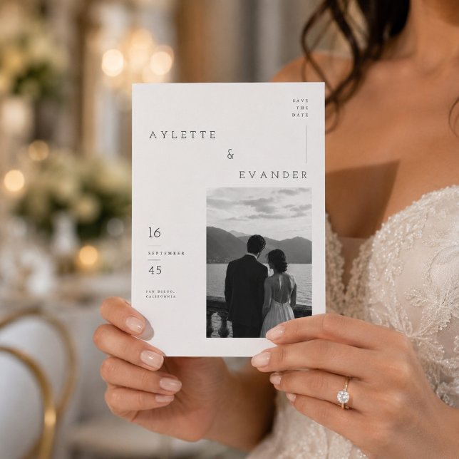 Modern Typography Wedding Save The Date Card. (Creator Uploaded)