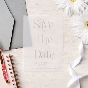 Modern Typography Wedding Save the Date Overlay Vellum Invitations