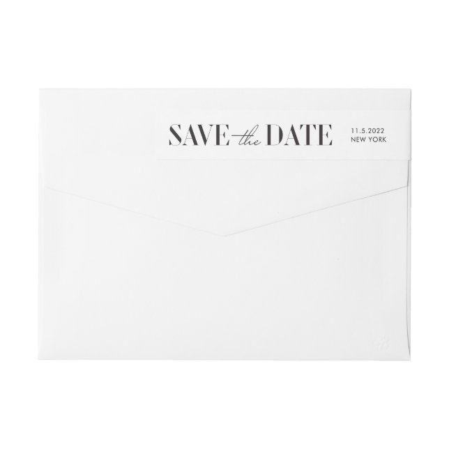 Modern Typography Wedding Save the Date Wrap Around Label (Back)