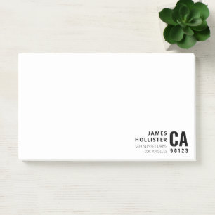 Modern Typography White & Black Name & Address Post-it Notes