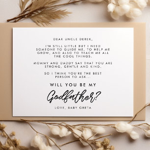 Modern typography Will you be my Godfather card