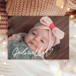 Modern typography Will you be my Godmother card<br><div class="desc">Modern and trendy: choose a photo card for your Godmother proposal. Easy to personalise with your baby picture and your custom message for the future Godparents. Fully customisable font and background colours.</div>
