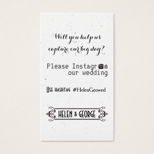 Modern typography with Instagram hashtag wedding (Front)