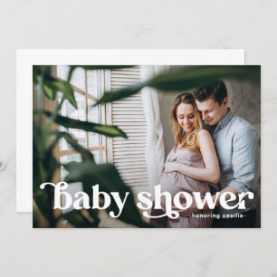 Modern Typography with Photo Baby Shower Invitation