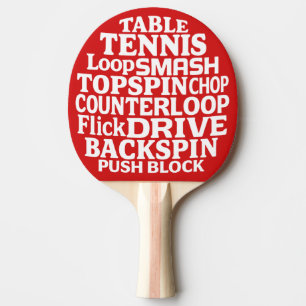 Modern Typography Word Art White Text Ping Pong Paddle