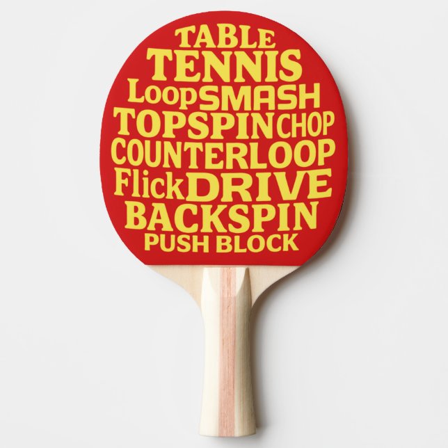 Modern Typography Word Art | Yellow Text Ping Pong Paddle (Front)