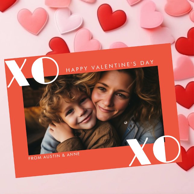 Modern typography XOXO happy Valentine's day photo Holiday Card (Creator Uploaded)