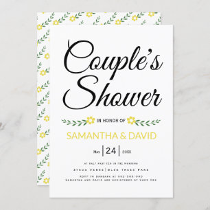 Modern typography yellow couples shower wedding invitation