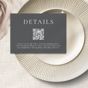 Modern Typorgraphy QR Code Wedding Details Grey Enclosure Card