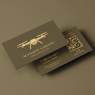 Modern UAV Pilot Drone Operator Logo Taupe Business Card