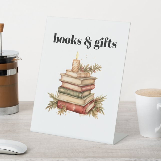 Modern Ugly Sweater Baby Shower Books and Gifts  Pedestal Sign (In SItu)