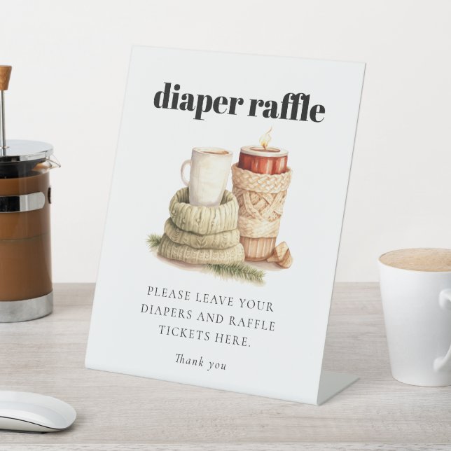 Modern Ugly Sweater Baby Shower Diaper Raffle  Pedestal Sign (In SItu)