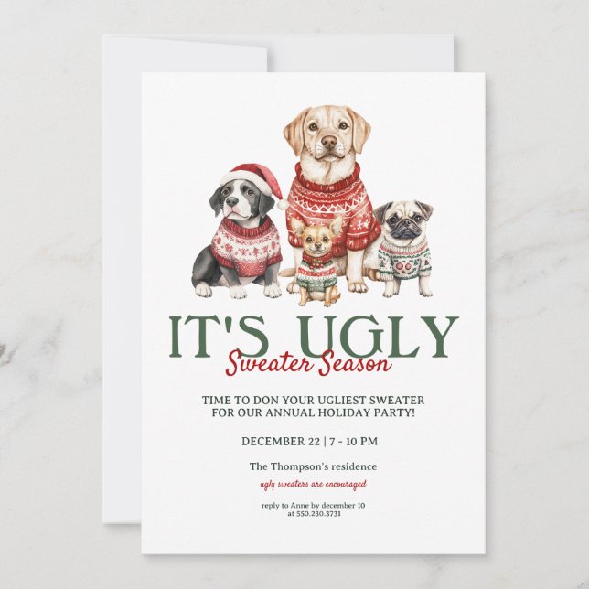 Modern Ugly Sweater Christmas Party Invitation (Front)