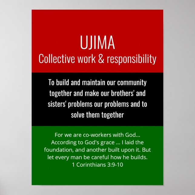 Modern UJIMA Collective Work Christian Kwanzaa Poster (Front)