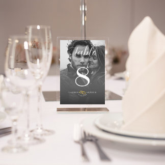 Modern Ultra Chic Minimal Photo Wedding Table Number