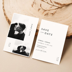 Modern Ultra Minimalist 2 Photo Wedding Save The Date