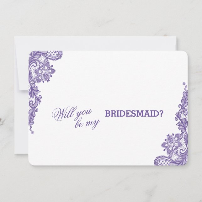 Modern Ultra Violet Lace Wedding Bridesmaid Invitation (Front)