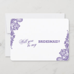 Modern Ultra Violet Lace Wedding Bridesmaid Invitation