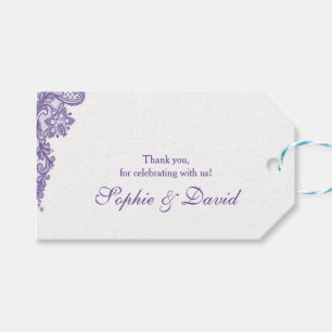 Modern Ultra Violet Lace Wedding Gift Tags