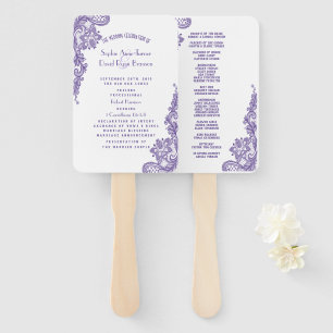 Modern Ultra Violet Lace Wedding Program Hand Fan