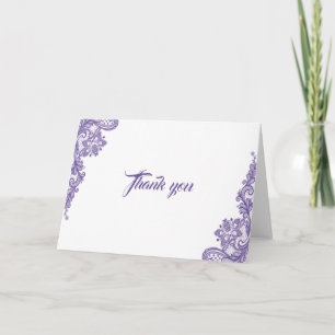 Modern Ultra Violet Lace Wedding Thank you Card