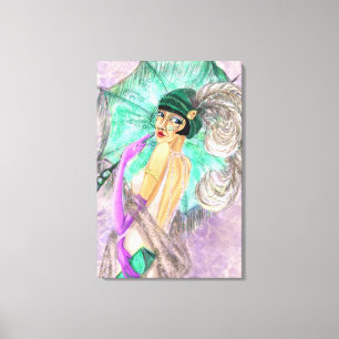 Modern Umbrella Woman Canvas Prin Vintage Painting Print