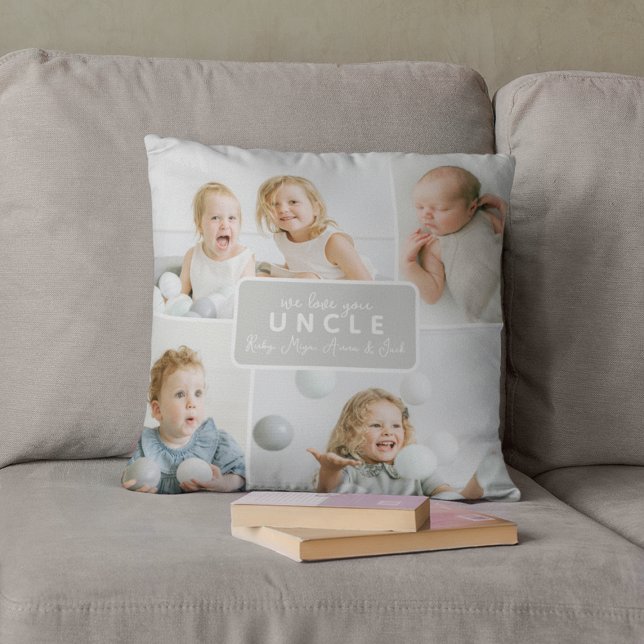Modern Uncle 4 Photo Gray Cushion (Creator Uploaded)