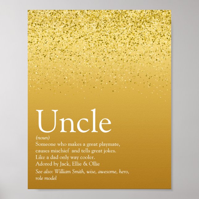 Modern Uncle Funcle Definition Gold Glitter Glam Poster (Front)