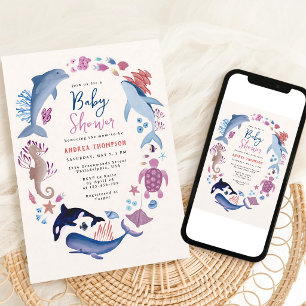 Modern Under the Sea Gender Neutral Baby Shower Invitation