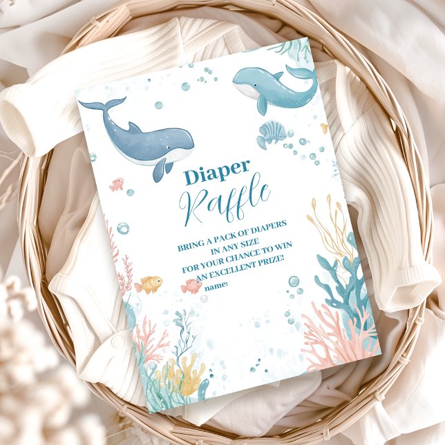 Modern Under the Sea Gender Neutral Diapper Raffle Enclosure Card (Creator Uploaded)