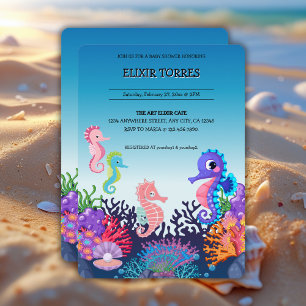 Modern Under the Sea Seahorse Baby Shower Invitation