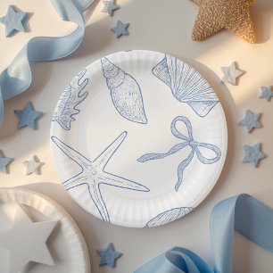 Modern Under The Sea You Soon Blue Baby Shower Paper Plate