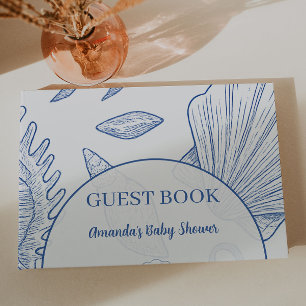 Modern Under The Sea You Soon Blue Boy Baby Shower Guest Book