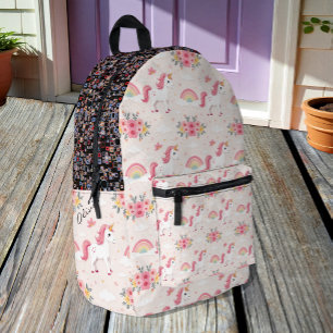 Modern Unicorn Backpack, dreamy rainbows / Name Printed Backpack