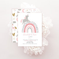 Modern Unicorn Rainbow Muted Pink 1st Birthday