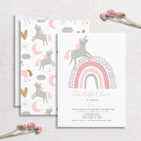 Modern Unicorn Rainbow Muted Pink 1st Birthday