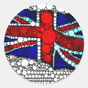 Modern Union Jack British Flag Classic Round Sticker