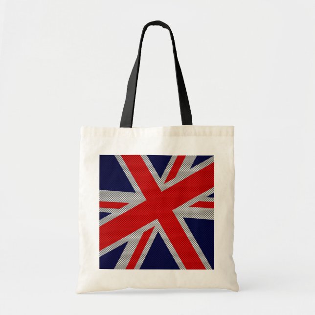 Modern Union Jack on Carbon Fibre Style Print Tote Bag (Front)