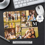 Modern Unique 11 Photo Collage Monogram Mouse Mat<br><div class="desc">Create your own monogrammed, custom colour photo mouse pad with this easy-to-upload photo collage template featuring 11 pictures in various shapes and sizes, both horizontal and vertical to accommodate a wide variety of photo subjects in your choice of text and background colours (shown in white on black). ASSISTANCE: For help...</div>
