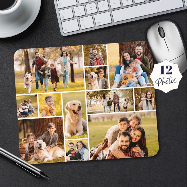 Modern Unique 12 Photo Collage Mouse Mat (Creator Uploaded)