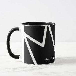 Modern Unique Abstract Black White Monogram Custom Mug