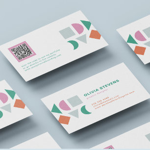 Modern unique abstract colourful QR code Business Card