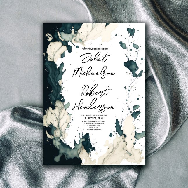 Modern Unique Abstract Watercolor Floral Wedding Invitation (Creator Uploaded)