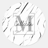 Modern Unique Black White Marble Monogram